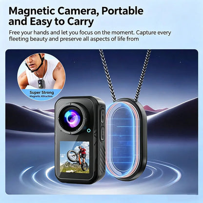 ANSVICAM 5K Mini Action Camera 4K60FPS Thumb Sports Camera with EIS Stabilization Dual Touch Screens Waterproof Magnetic Bodycam