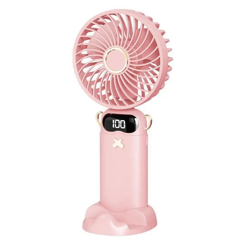 Portable Mini Fan With 6 Speeds LED USB Rechargeable Charging Small Foldable Battery Fans Handheld Desk Bedroom Indoor Outdoor