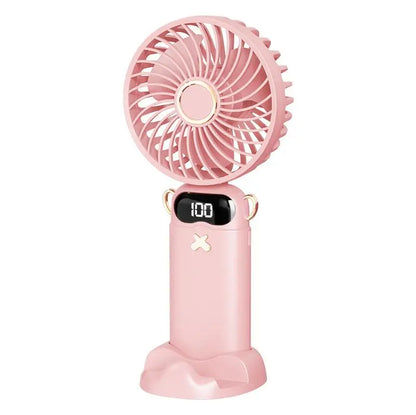 Portable Mini Fan With 6 Speeds LED USB Rechargeable Charging Small Foldable Battery Fans Handheld Desk Bedroom Indoor Outdoor