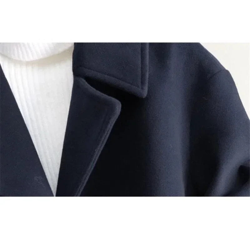 Fashionable Double Breasted Suit Collar Cardigan Wool Jacket Women's Coat 2025 Autumn and Winter New Women Clothing