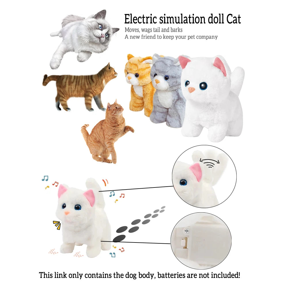 Pet Companion Battery Operated Toy Plush  pet electronic interactive toy  walking barking wagging tail Simulation model  Cat