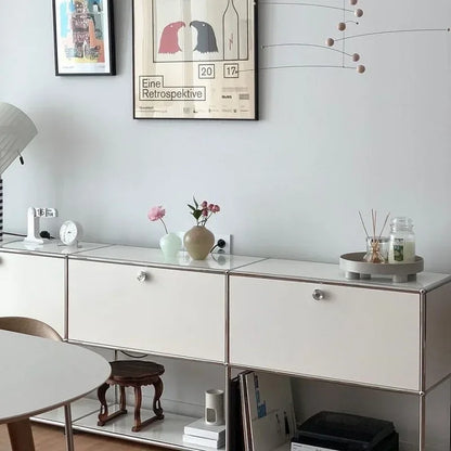 Storage Cabinet Sideboards Cabinet Shelf Module Modular DIY TV Stand Living Room Furniture Stainless Steel Vintage Frame