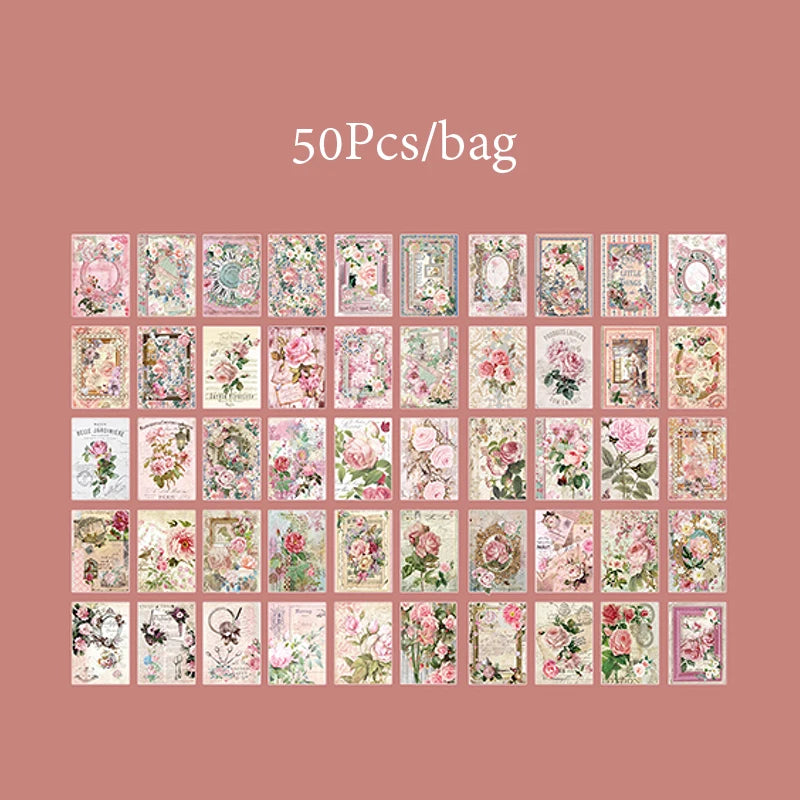 Mr. Paper, 50 Sheets/book,plant and Flower Themed Material Paper, Scrapbook, Diary, Decorative Wall Paintings,collage Card Paper