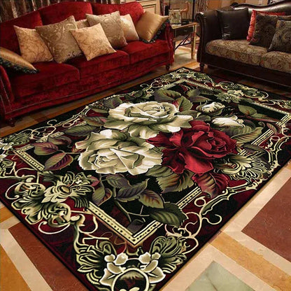 European Luxury Living Room Decoration Carpets Gorgeous Bedroom Sofa Side Large Area Rugs Cloakroom Non-slip Floor Mats Washable