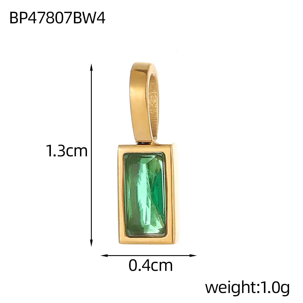 Classic Love Heart Square Zircon 12 Birthstone Pendant DIY Pendant Stainless Steel Waterproof Geometric Jewelry Birthday Gift
