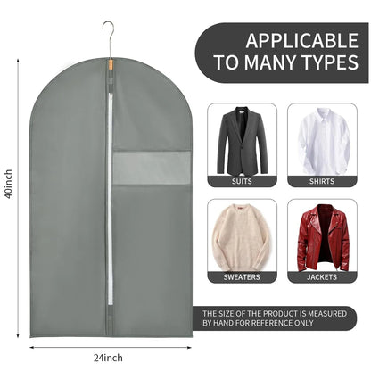 24"X40"Garment Bags for Hanging Clothes Suit Cover Bags for Closet Storage with Clear Window Fabric Protector Bag with Zipper