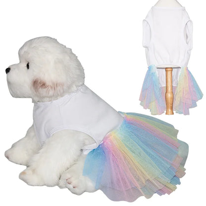 Dog Dress for Small Dogs Cute Rainbow Tulle Skirt Clothes Sweet Princess Pet Dress Breathable Doggy Apparel Summer Dog Clothing