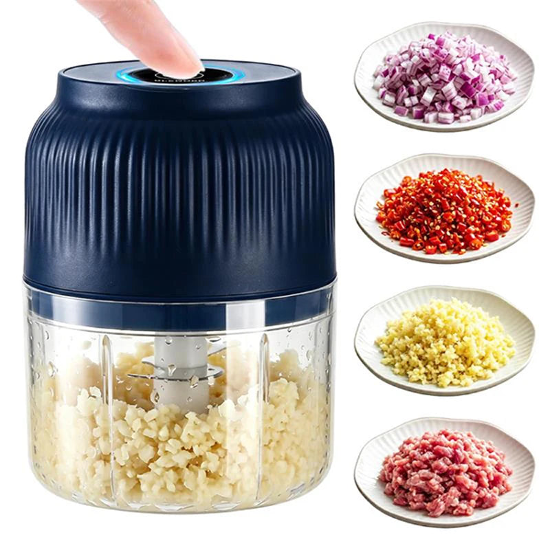 Electric Garlic Chopper Kitchen Mini Food Grinder Stainless Steel Blade Small Vegetable Chopper Household Meat Grinder For Home