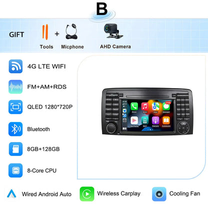 for Mercedes-Benz R-Class R300 R350 R400 2006-2014 GPS Navigation 7" 2.5D Touch Screen Android 16 Wireless CarPlay DSP Stereo