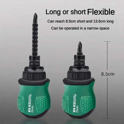 TUOSEN Ratchet One Word Screwdriver Sets Manual Magnetic Phillips Slotted Telescopic Double Head Screw Driver Bits Repair Tools