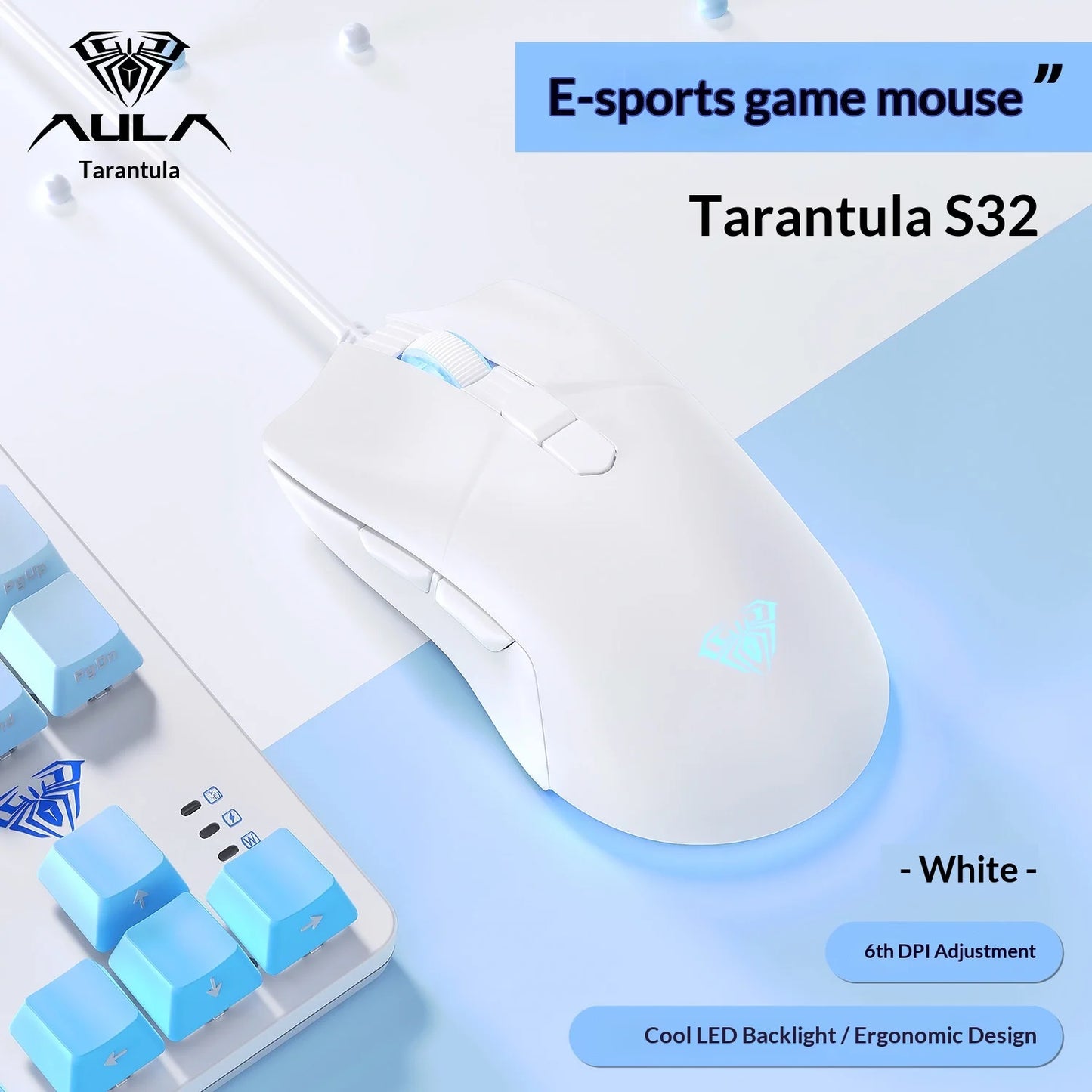 Gaming Mouse S32 Wired Ergonomic Design Rgb Backlit Universal For Laptop Desktop Pc Office Computer Peripheral