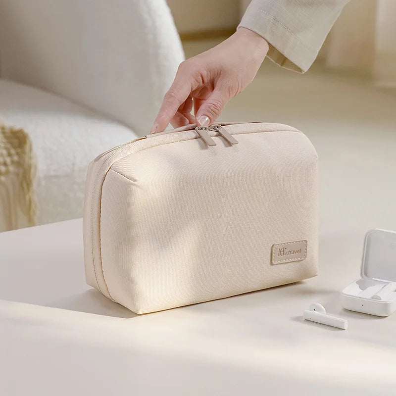 Compact Cable Organizer Bag - Zippered Tech Pouch for Chargers, Cables, Earphones - Durable Travel Storage Bag Accessory