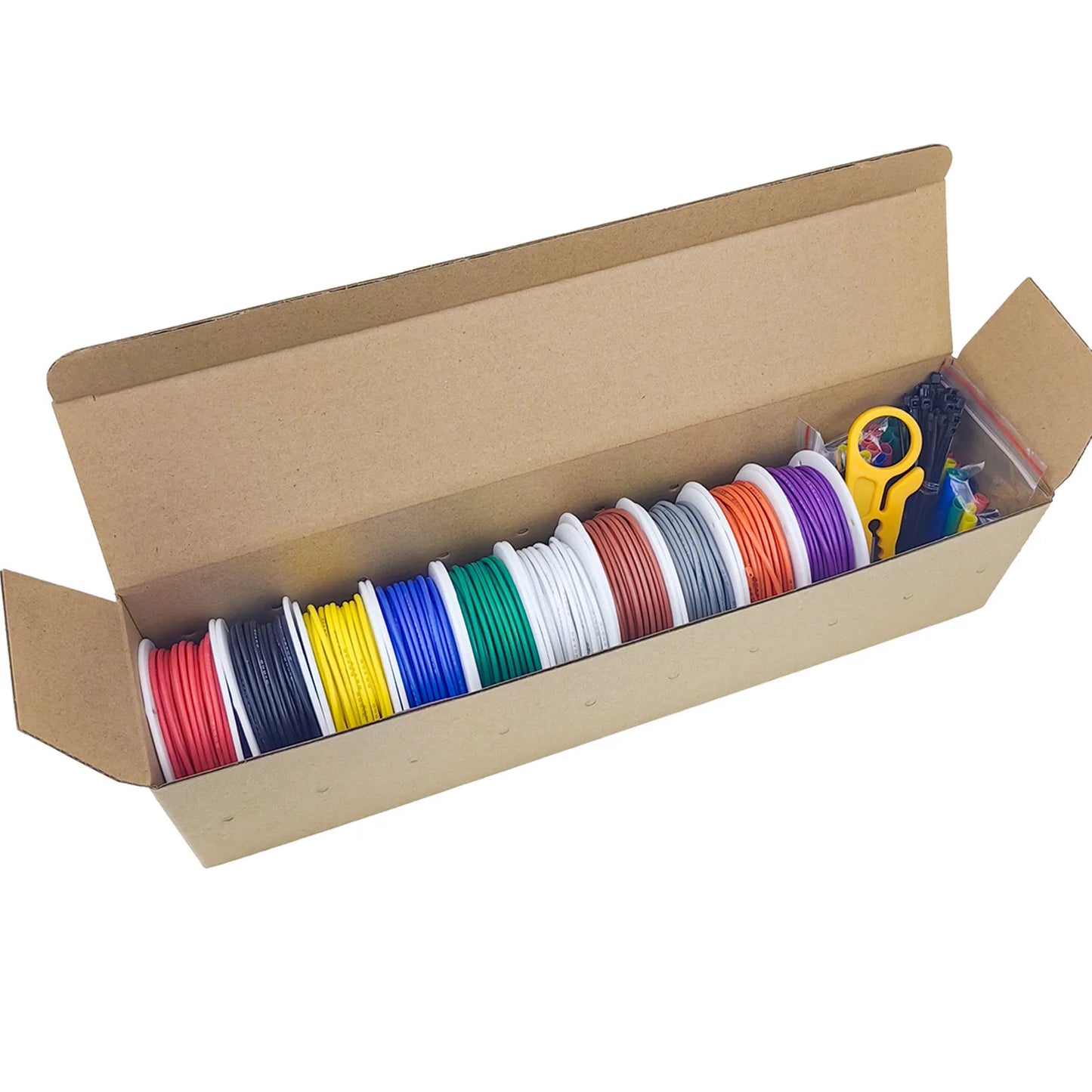 10 Colors in One 16-18-20-22-24-26-28-30 Gauge Silicone Electrical Wire 22 AWG Stranded Tinned Copper Hookup Wire Kit with Tools