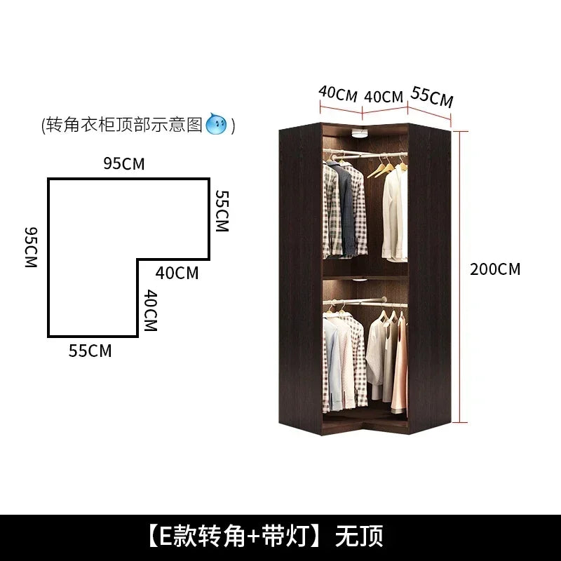 Store Clothes﻿ Comfortable For Room Home Corner Wardrobe Room Clothes Wooden Bedroom Cabinet Multifunctional Storage Furniture