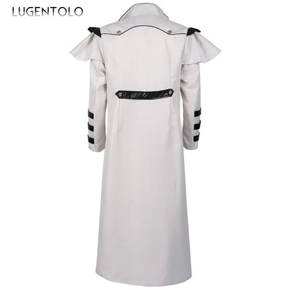Men Medieval Gothic Trench Long Coats Court Costume Retro Casual Women Button Zipper Loose Party Bloodsucker Clothing