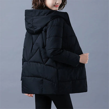 New Loose Women Snow Jacket 3XL 4XL 2026 Winter Women Jacket Warm Parkas Female Thicken Coat Cotton Padded Long Hooded Outwear