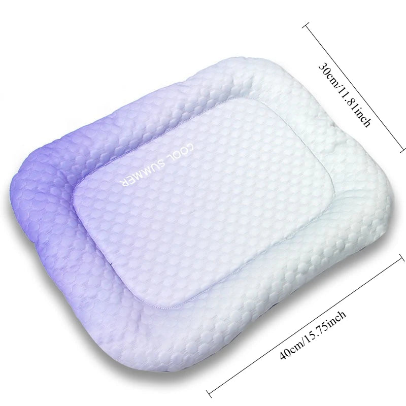 Pet Cooling Mat Portable Foldable Dog Bed Solid Color Breathable Pet Sleeping Pad for Outdoor Travel Home Use