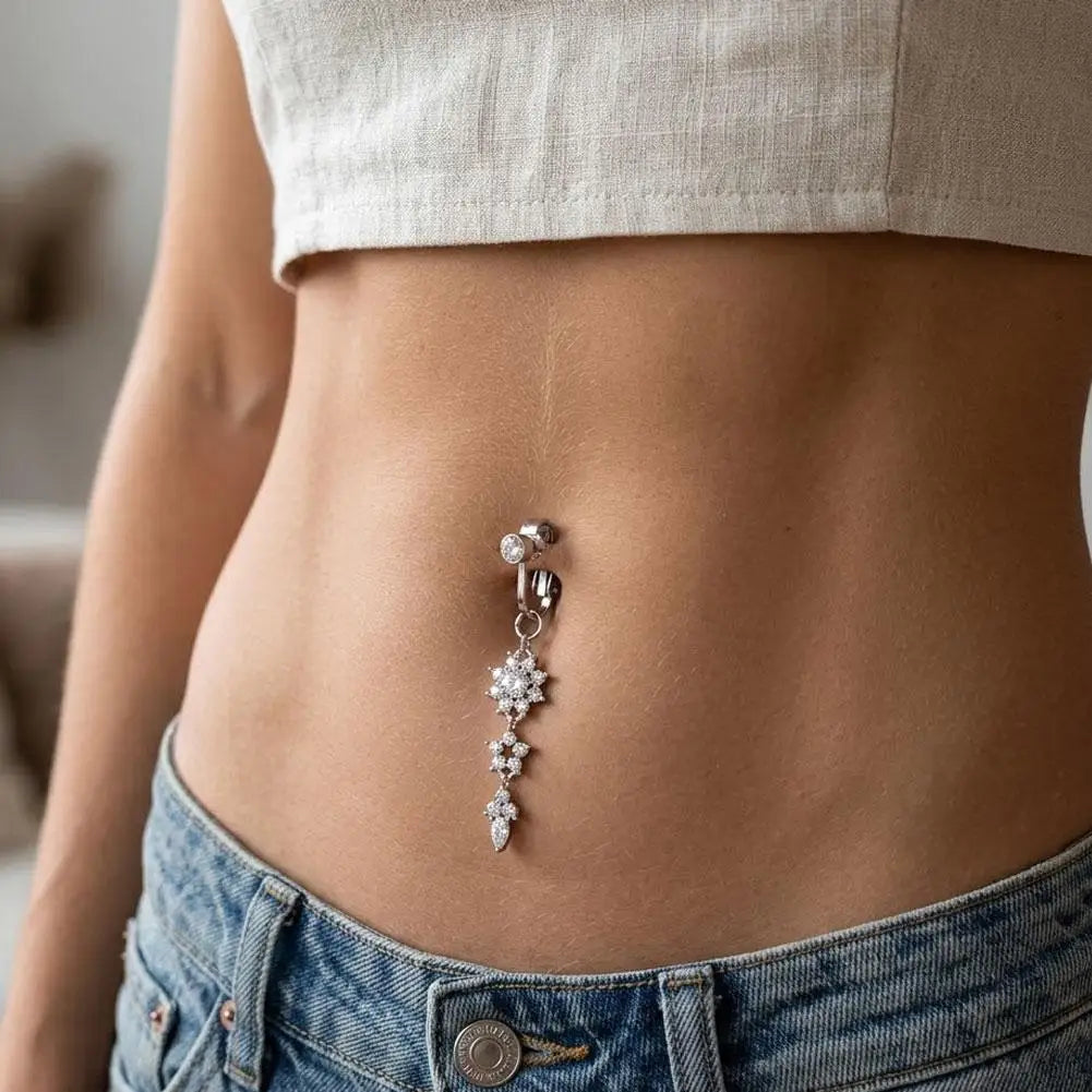 Clip On Belly Button Ring Butterfly Copper Zircon Pink Fake Belly Piercing Umbilical Navel Body Jewelry Trendy Fashion Style