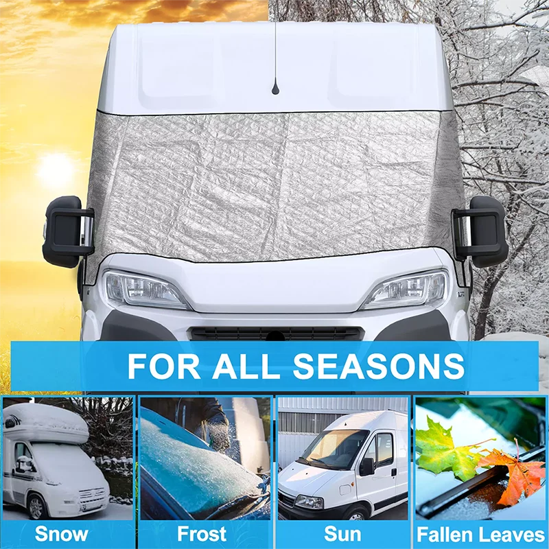 1PC For Fiat Ducato Peugeot Boxer Citroen Relay Motorhome Thermal Windscreen Screen Cover Wrap Black Out Blinds