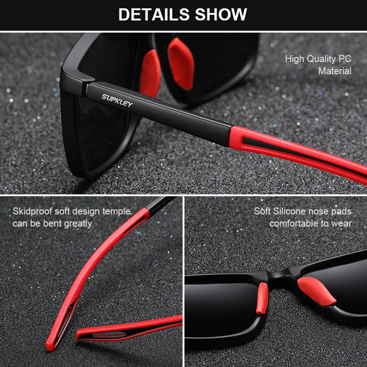 SUPKLEY Sports Sunglasses for Men Women Comfortable Light Weight Polarized Sun Glasses UV400 Eyewear Accessory Best Gift Choice