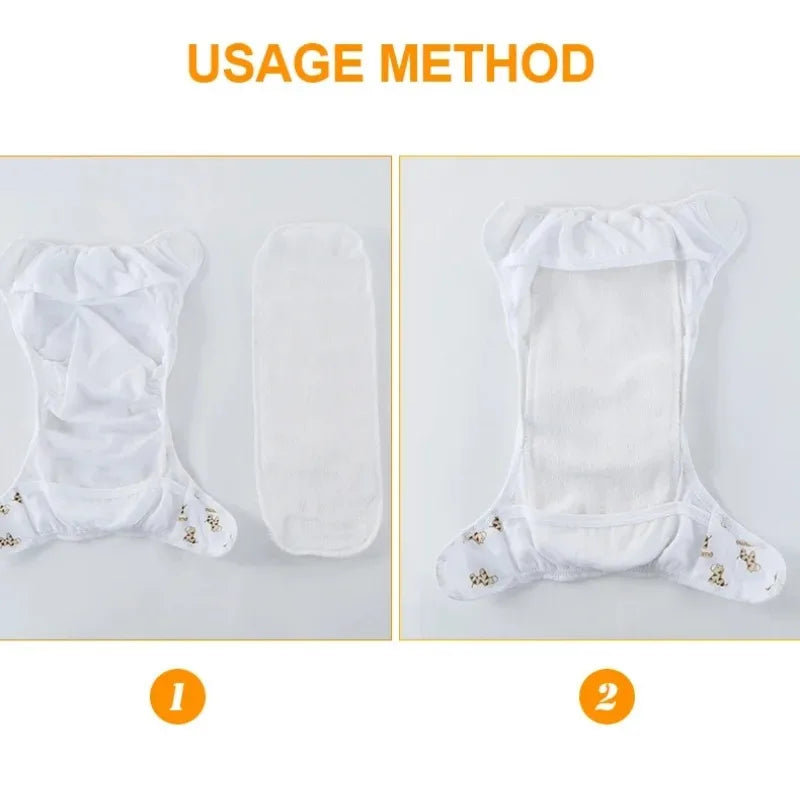 10Pcs Baby Diapers Reusable Washable Cotton Diaper Ecological Nappies Insert Cotton Cloth Breathable Absorbent Cloth Diapers
