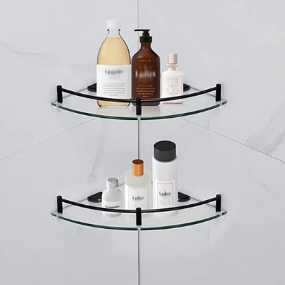 Bathroom Shelves, Bathroom Glass Corner Shelf Wall Mounted ,Tempered Glass Shelf for Storing Shower Gel/Soap-B