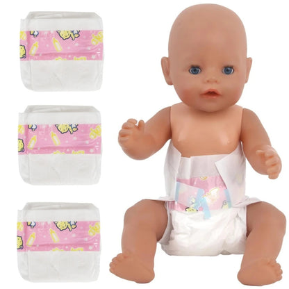 1/3/5Pcs Baby Dolls Diapers Pants Wear for 14-18 Inch Baby Dolls and Other Similar Dolls 43cm Baby Born Doll Underwear Doll Bibs