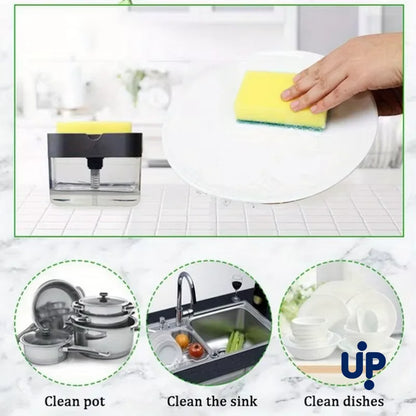 Dish Soap Dispenser for Kitchen,Liquid Soap Dispenser Kitchen Soap Dispenser with Sponge Holder,Sponge Caddy Soap Pump Dispenser