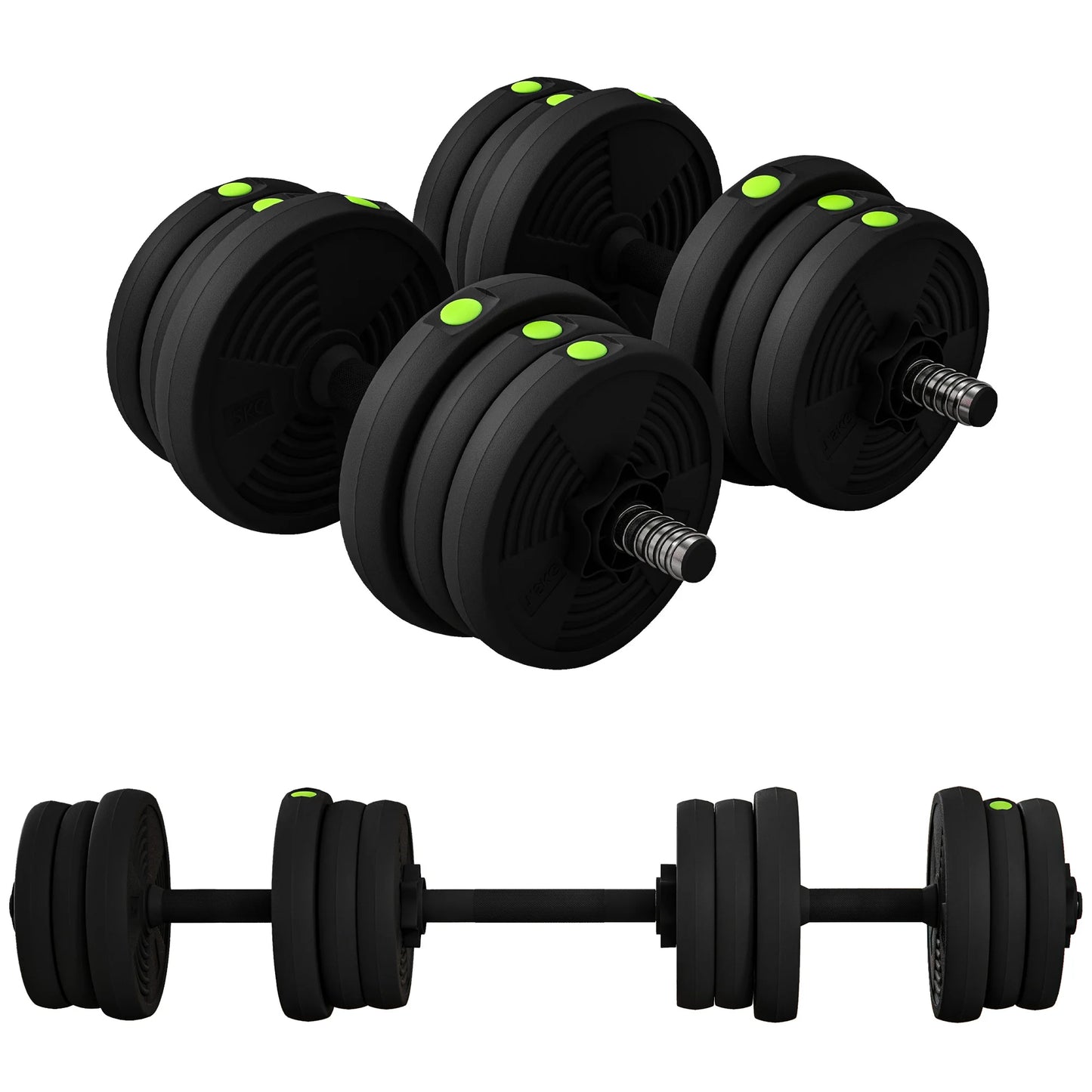 Sportnow Adjustable Dumbbell Set 2/3 in 1 20kg, Weight Set with Connecting Bar and Non-Slip Handle, Weights and Dumbbells