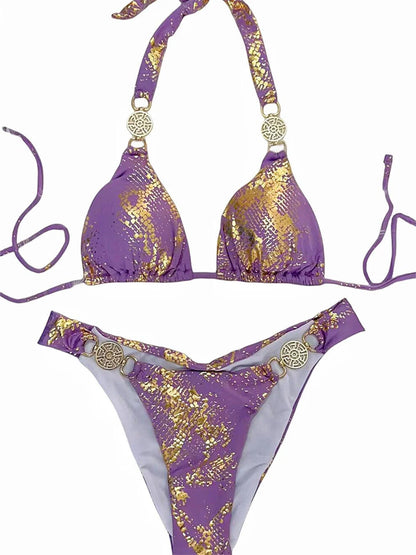 Bikinis Women White Snake Skin Print Rhinestone Micro Swimsuit 2025 Luxury Brazilian Push Up Beach Bathing Suit Thong Swimwear