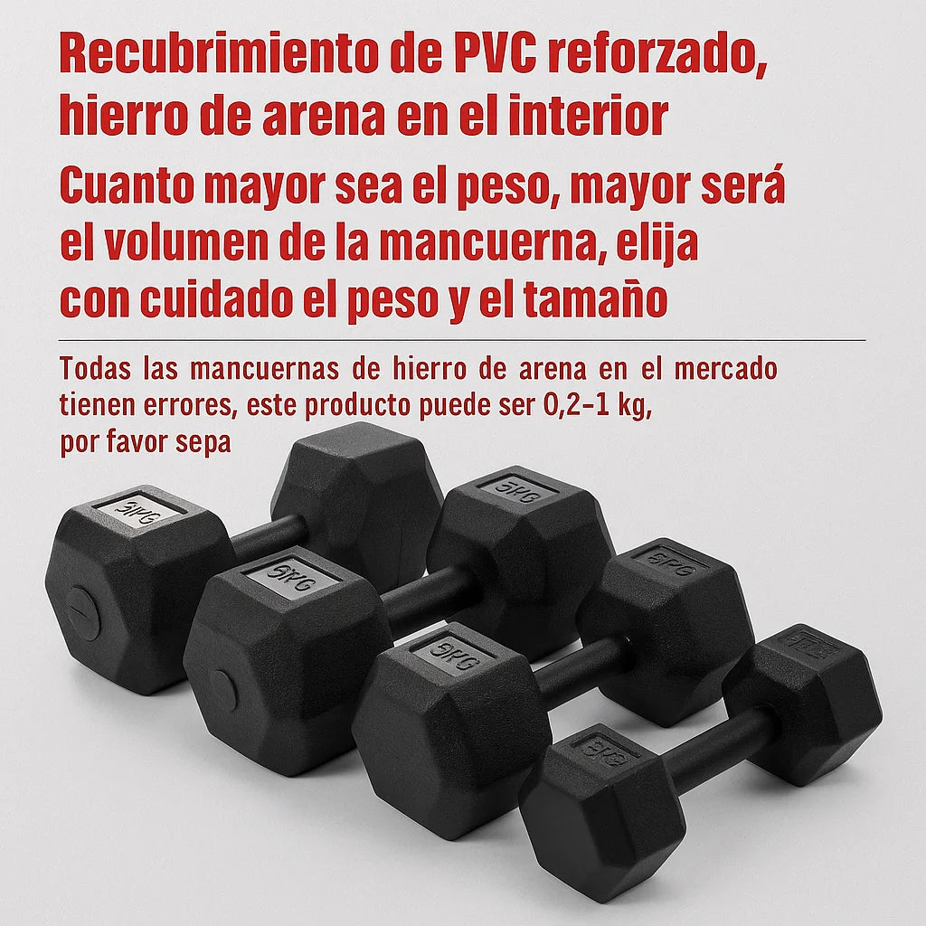Hex dumbbells, a pair of two dumbbells, weighing 2kg, 5kg, 7.5kg, and 10kg, suitable for strength training and gym workouts