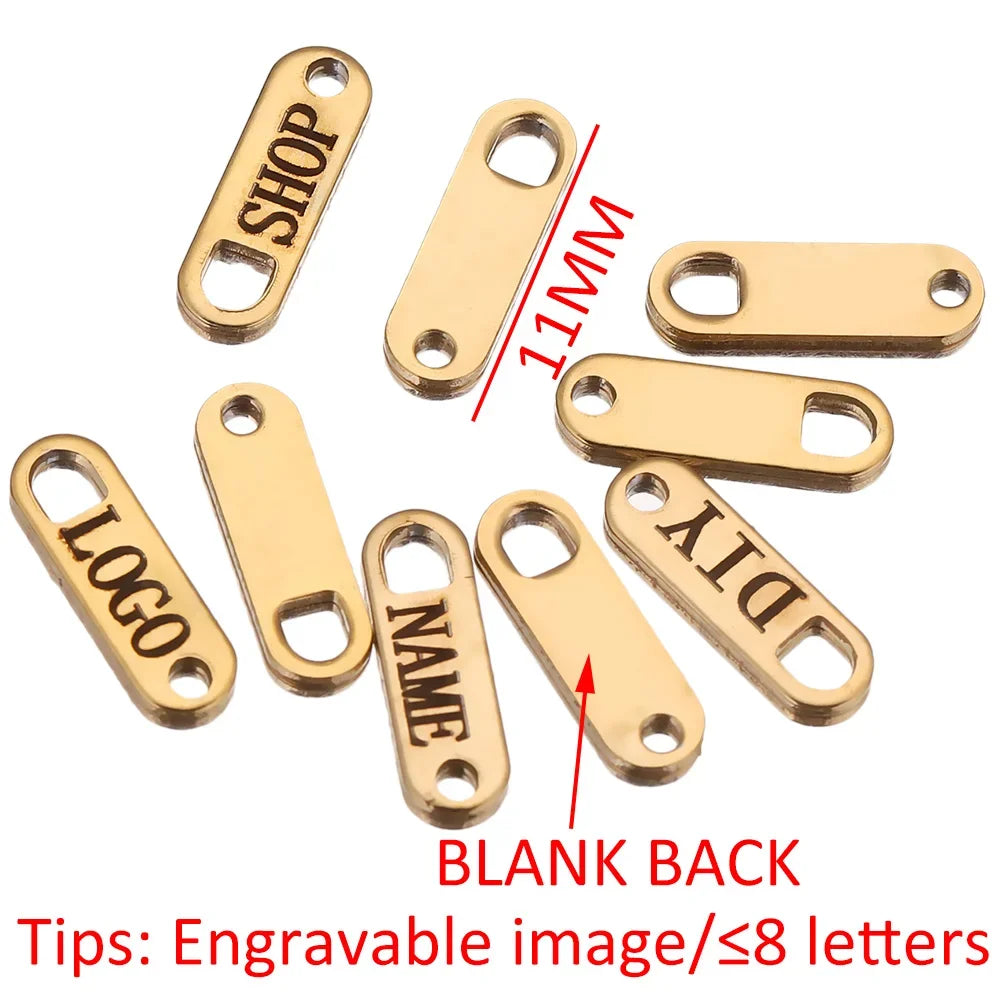 50pcs Customized Custom Laser Engrave Name LOGO Stainless Steel Personalized Necklace Extend Chain Tail Tag Jewelry Wholesale