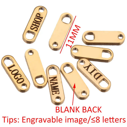 50pcs Customized Custom Laser Engrave Name LOGO Stainless Steel Personalized Necklace Extend Chain Tail Tag Jewelry Wholesale