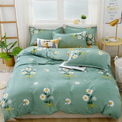 Soft Duvet Cover Polyester Flower Printed Double Comforter Bedding Quilt Cover for Queen/King Couple Single Bed Capa De Edredon