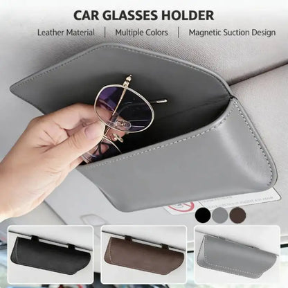 Car Glasses Case Organizer Storage Car Eyeglass Case Glasses Box For Car Sun Visor Organizer Sunglasses Leather Glasses Case