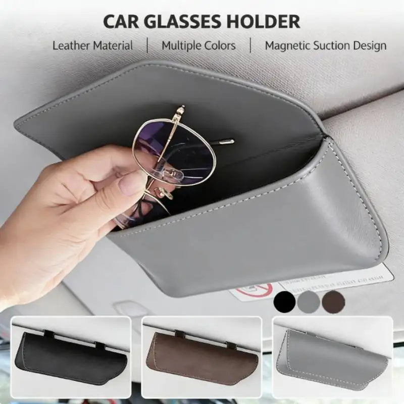 Car Glasses Case Organizer Storage Car Eyeglass Case Glasses Box For Car Sun Visor Organizer Sunglasses Leather Glasses Case