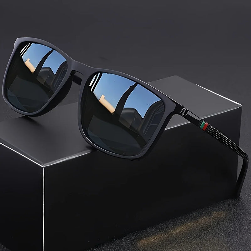 Classic Square Men's Sunglasses Comfortable Lightweight Black Frame Glasses Ideal for Travel Photography Gifts