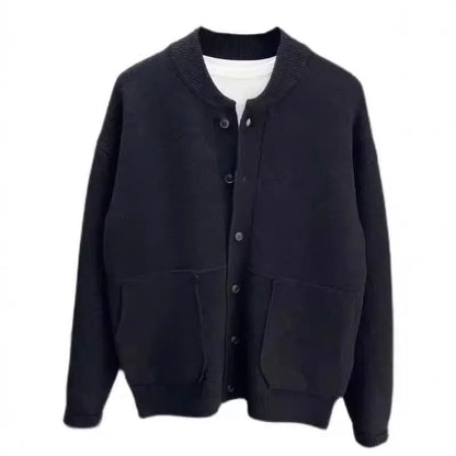 Autumn Winter New Style Men's Knitted Cardigan Sweater Casual Pure Color Lazy Fashion Youth Versatile Knitwear Coat