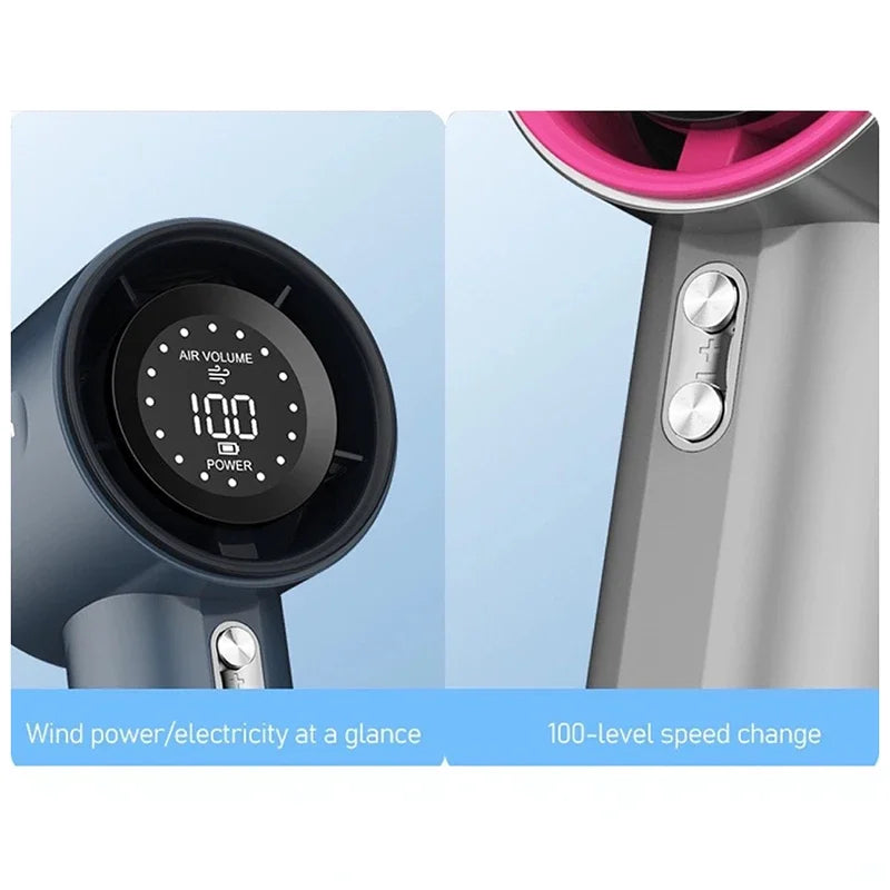 Lenovo 100 Levels Small Fan Usb Digital Display Rechargeable Handheld High-speed Powerful Wind Handheld Turbo Portable Fan