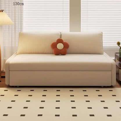 Modern simple solid wood sofa bed foldable for sitting and lying