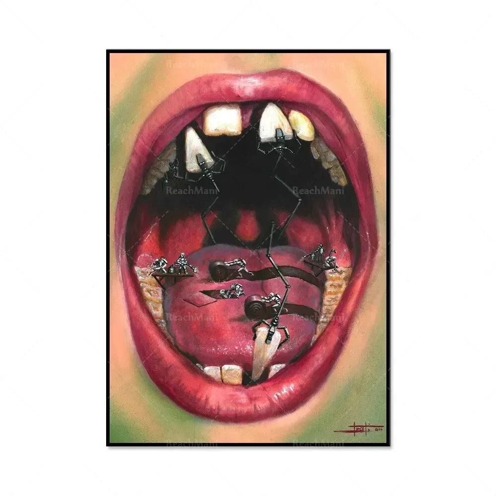 Modern Dental Art Teeth Canvas Painting for Home Living Room  Bedroom Wall Decor Stylish Poster Print