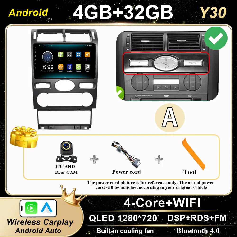 Android 16 GPS Navigation  For Ford Mondeo 2004 -2007 Auto Multimidia Video Player Carplay Head Unit Radio Stereo Car Dvd WIFI