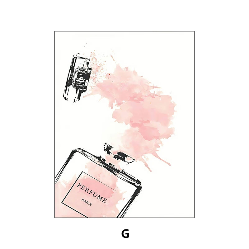 Fashion Makeup Pink Wall Art Women'S Perfume Canvas Painting Art Posters And Prints Home Decor Modern Sweet Flower Painting