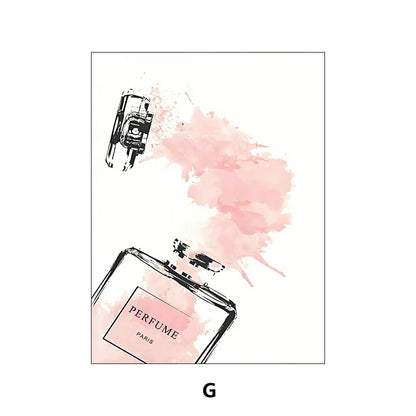 Fashion Makeup Pink Wall Art Women'S Perfume Canvas Painting Art Posters And Prints Home Decor Modern Sweet Flower Painting