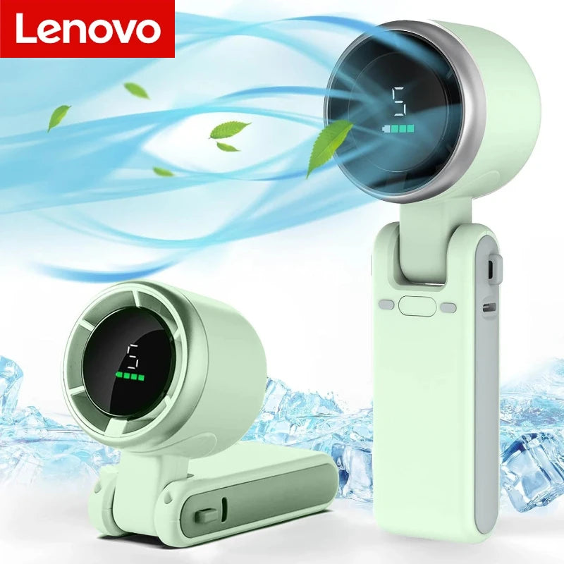 Lenovo Folding Handheld Fan 3-in-1 Fan 3600mAh Type-C Charge Ports Portable Desktop 5level Adjustment Electric Fan With Lanyard