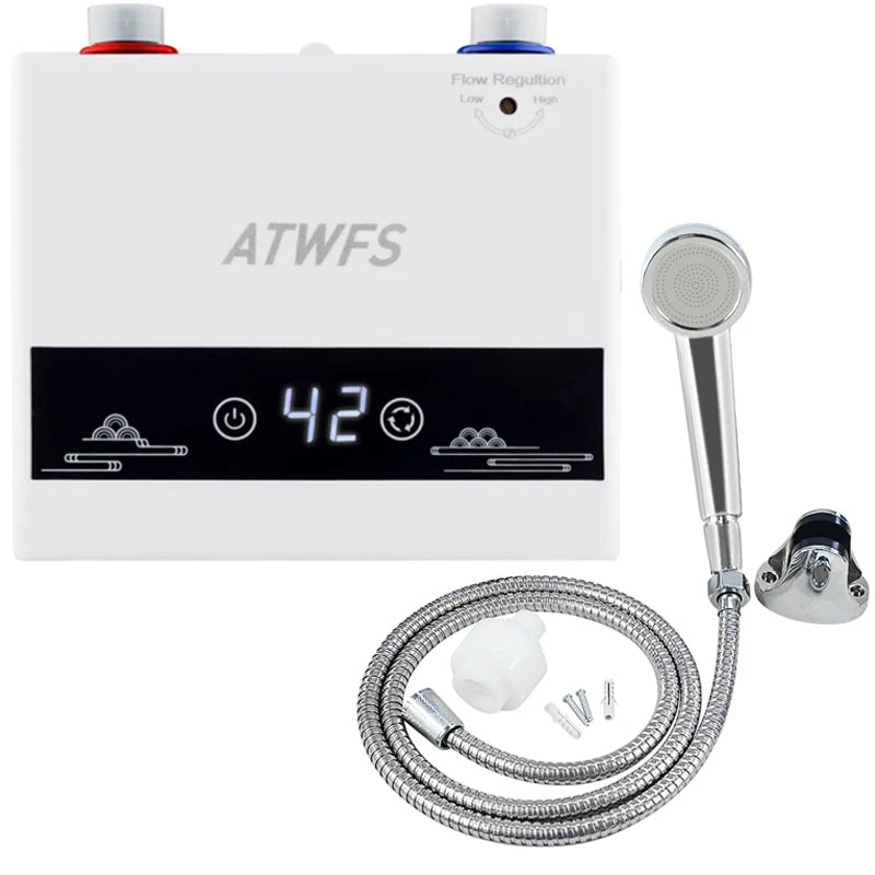 ATWFS Instant Water Heater 220V 4600W Portable Electric Heaters for Bathroom Hot Water Shower and Home Kitchen Heating