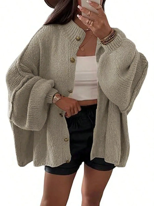 Knitted Lazy Style Oversized Long Sleeve Women Loose Buttons Cardigans Coat Winter Keep Warm Sweater Jacket Fashion Casual Tops