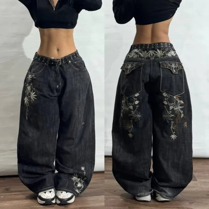 Streetwear American New Washed Light Blue Baggy Jeans Men And Women Y2K High Street Fashion Retro Punk High Waist Wide Trousers
