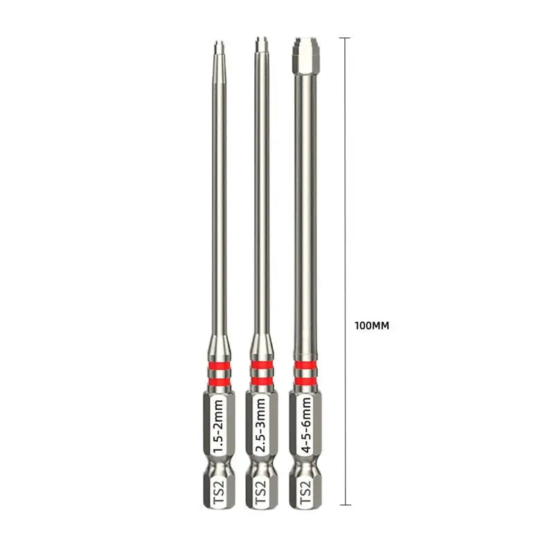 Screwdriver Bits Set 3Pcs With Magnetic Hex Shank Pagoda-shaped Design In Multiple Sizes For Electric Drills And Wrenches