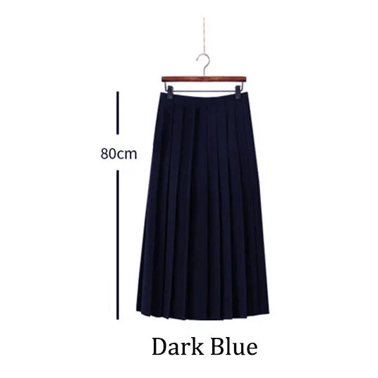 Black / Dark Blue Women Pleated Skirts Short Long Girl Women Summer High Waist Japanese JK Skirts Fashion Student Uniform Skirt